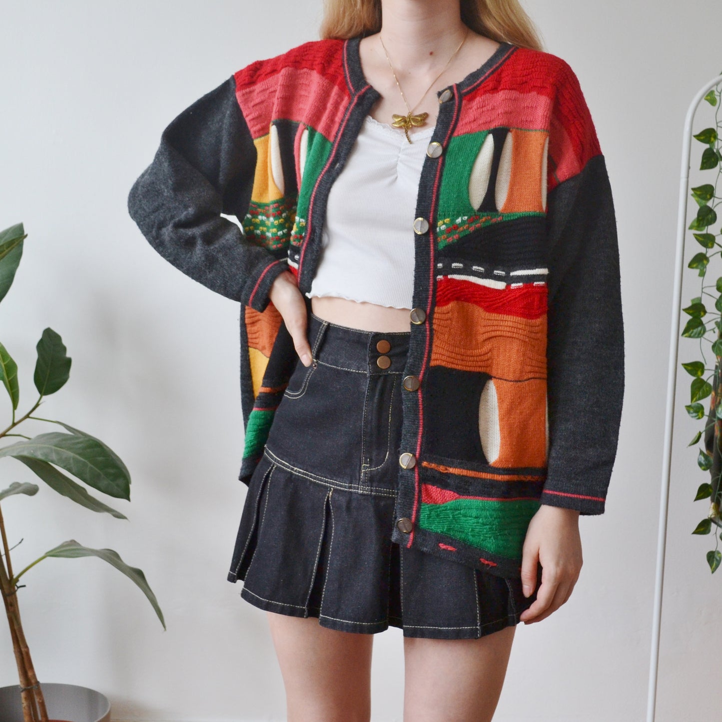 Vintage Colourful Cardigan L