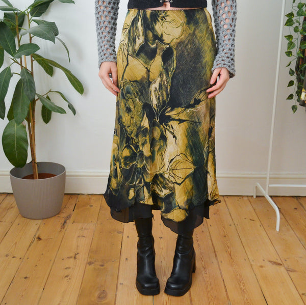 Vintage Abstract Maxi Skirt S