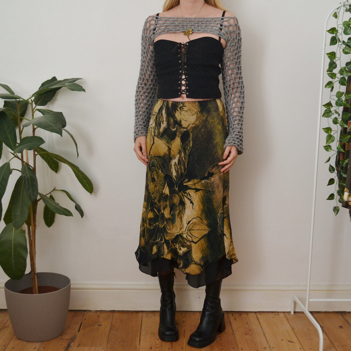 Vintage Abstract Maxi Skirt S