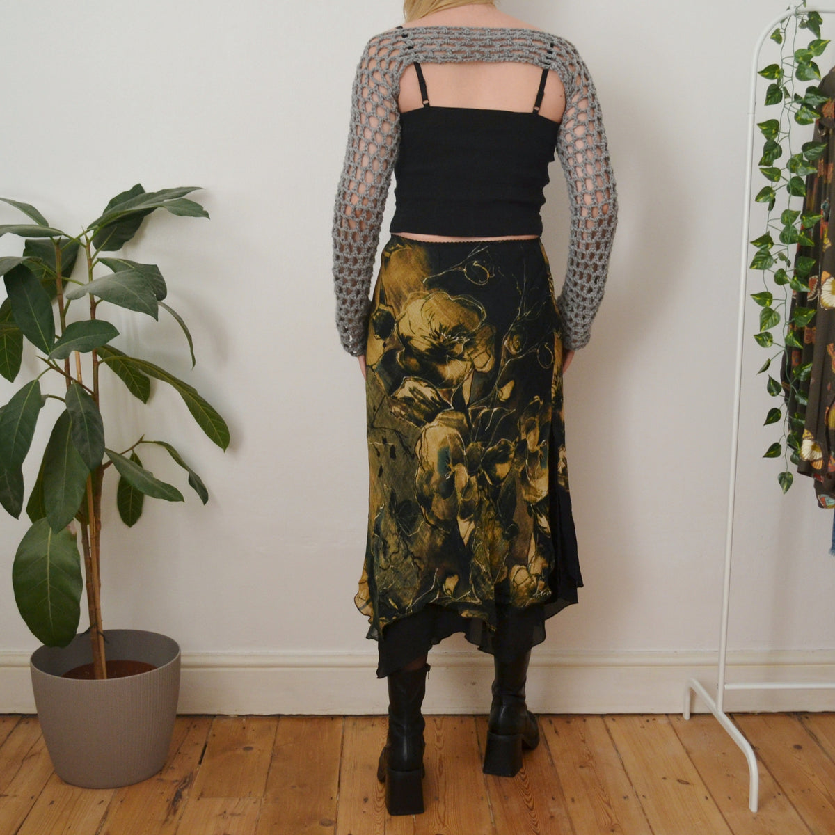 Vintage Abstract Maxi Skirt S