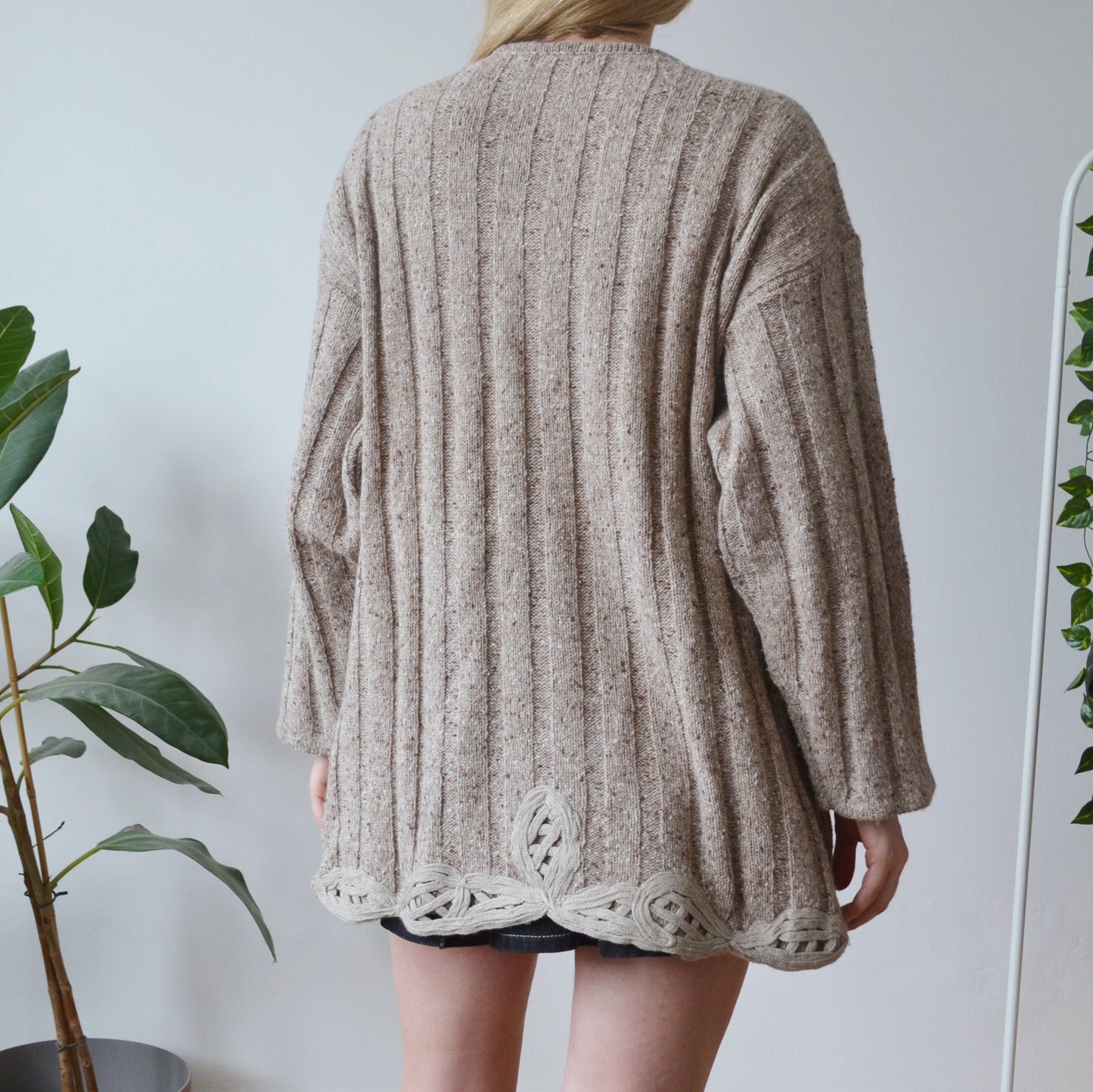 Vintage Floral Beige Cardigan M