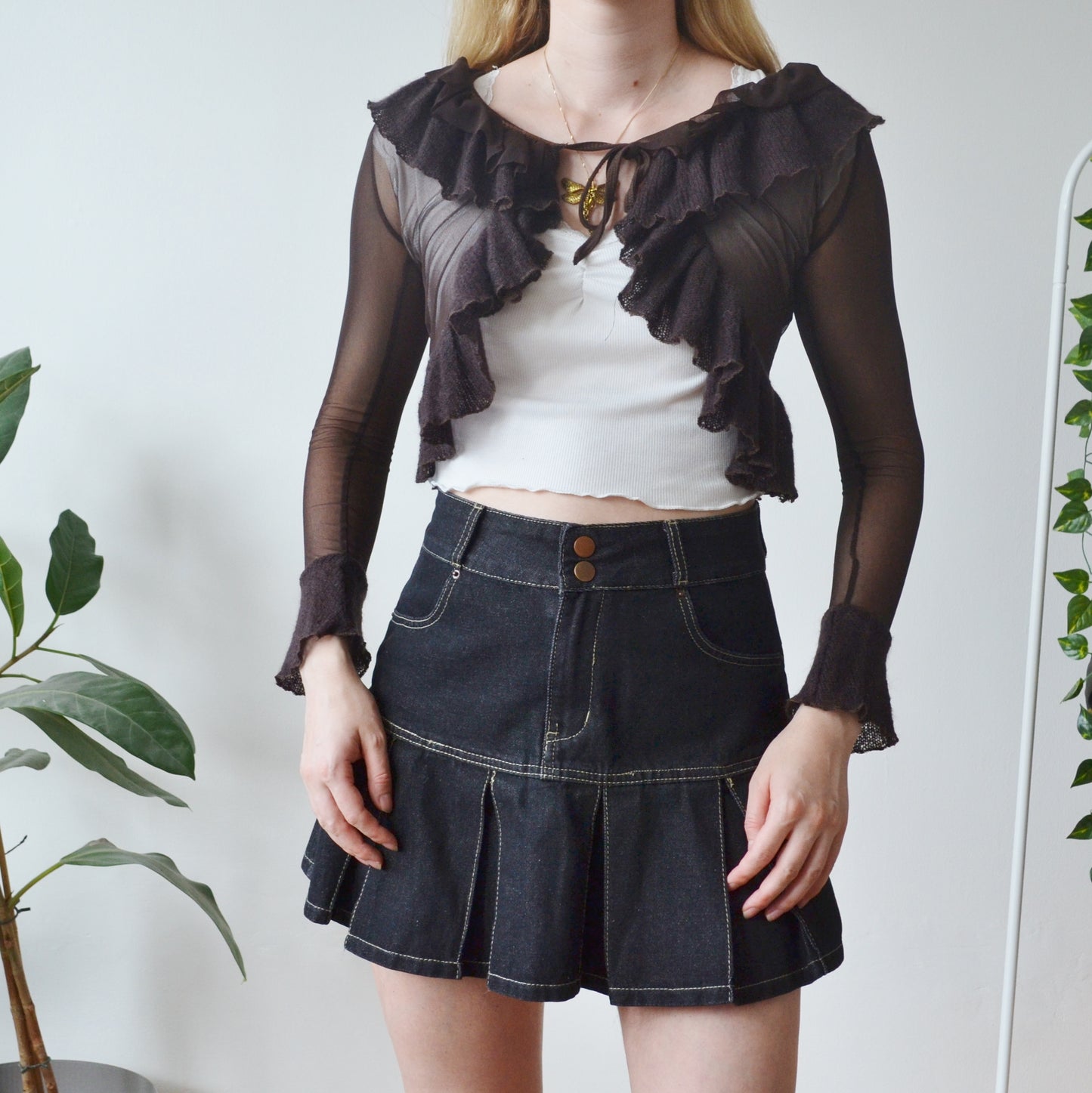 Vintage Brown Sheer Cardigan S
