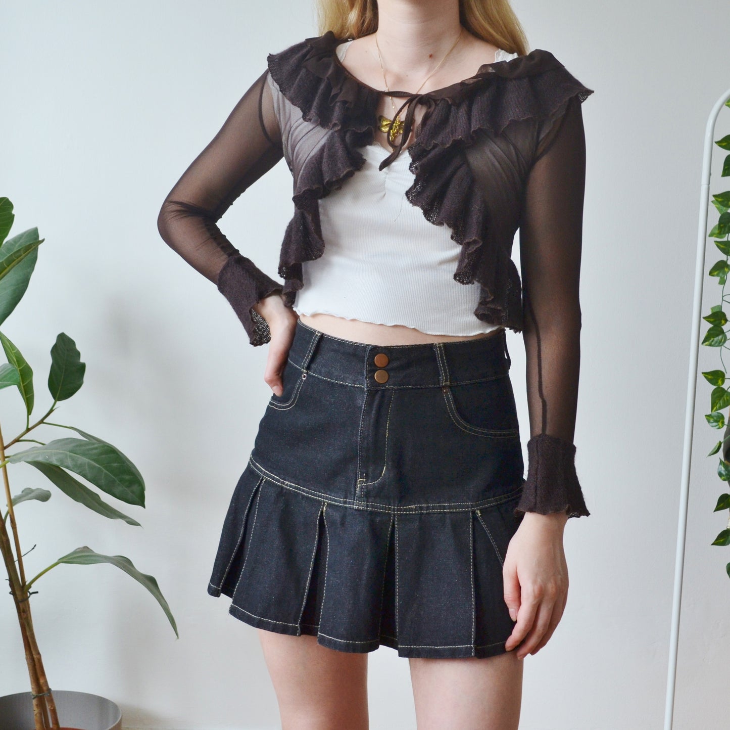 Vintage Brown Sheer Cardigan S