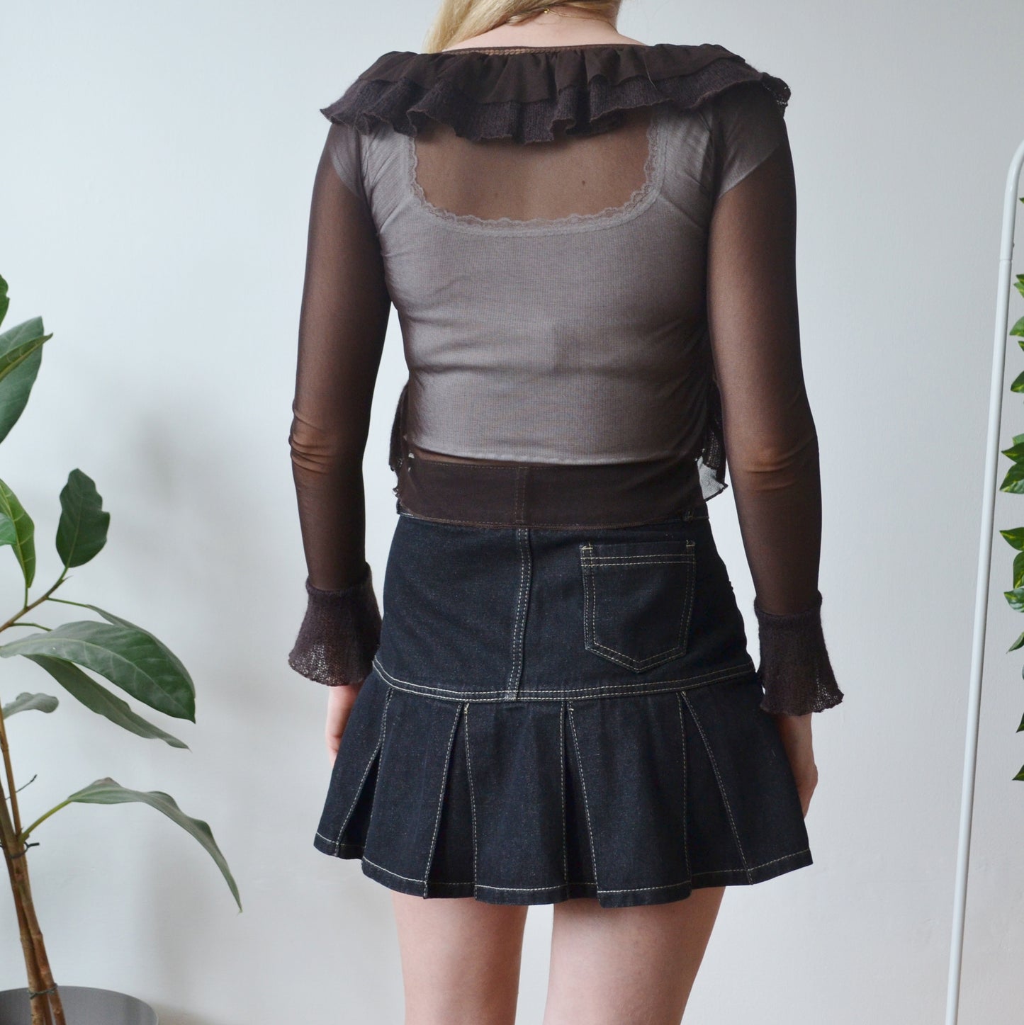 Vintage Brown Sheer Cardigan S
