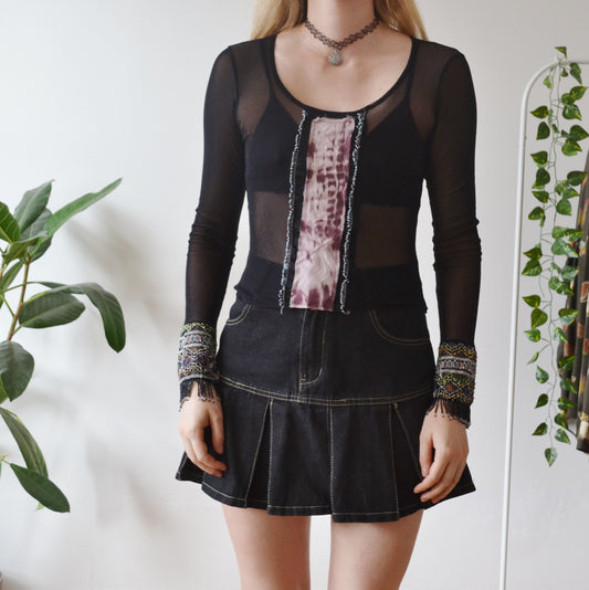 Vintage Embellished Mesh Top S