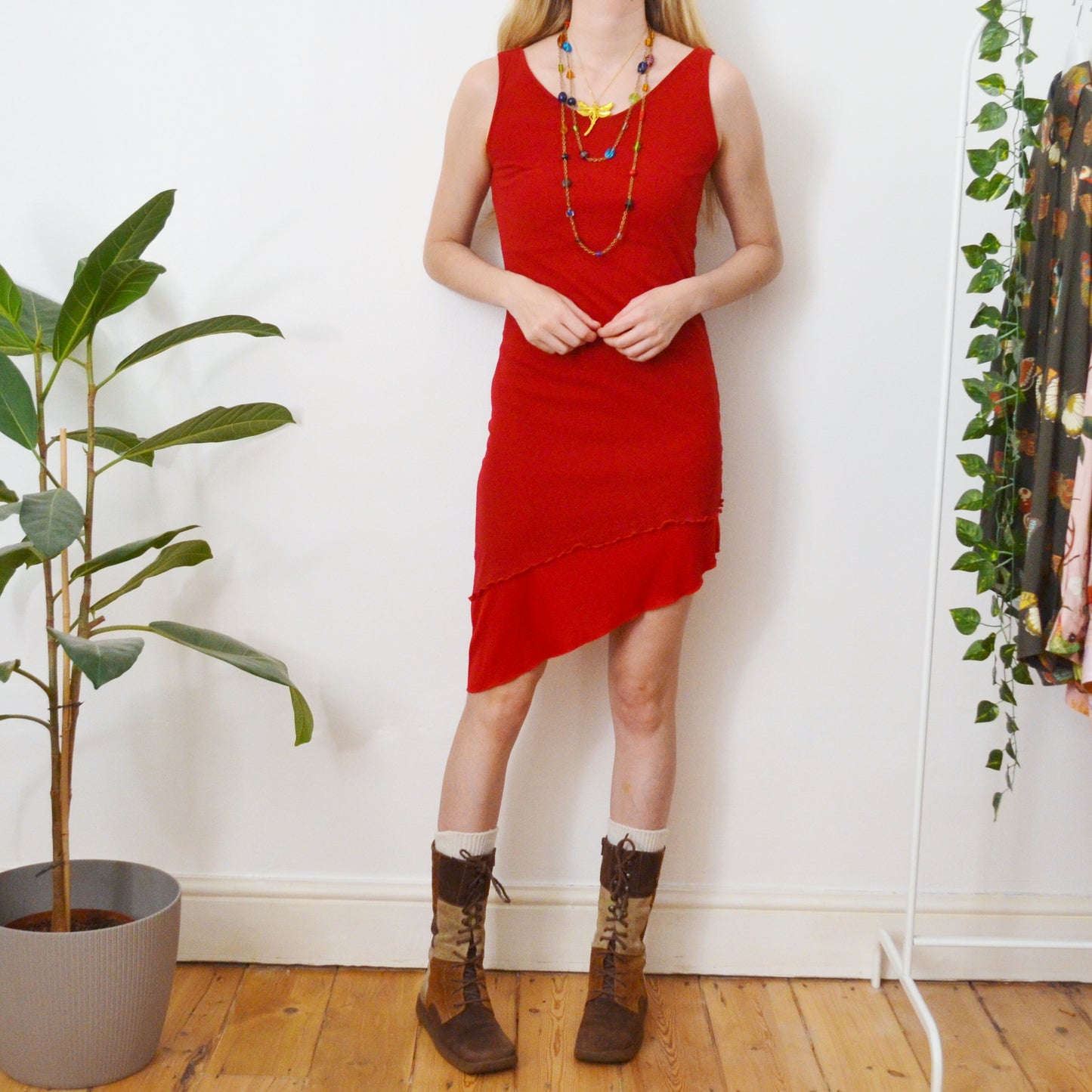 Red mesh dress S