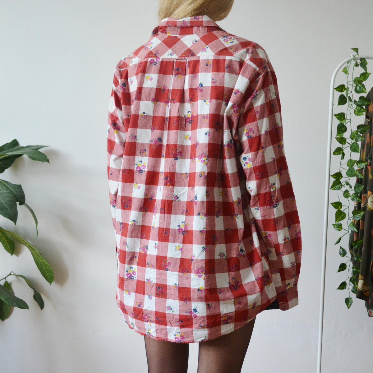 Vintage Floral Gingham Shirt XL