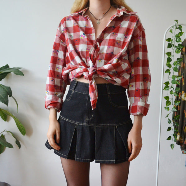 Vintage Floral Gingham Shirt XL