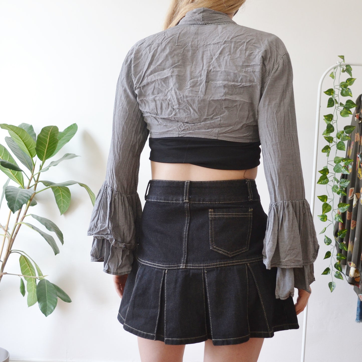 Vintage Gingham Tie Up Top M