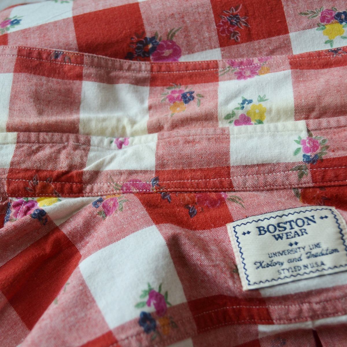 Vintage Floral Gingham Shirt XL
