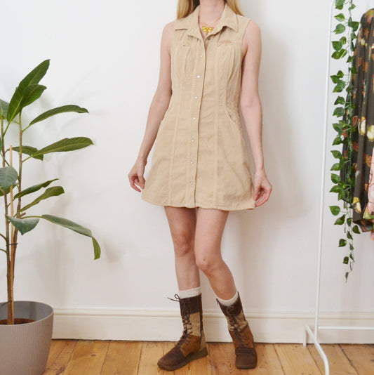 Beige cord pinafore S