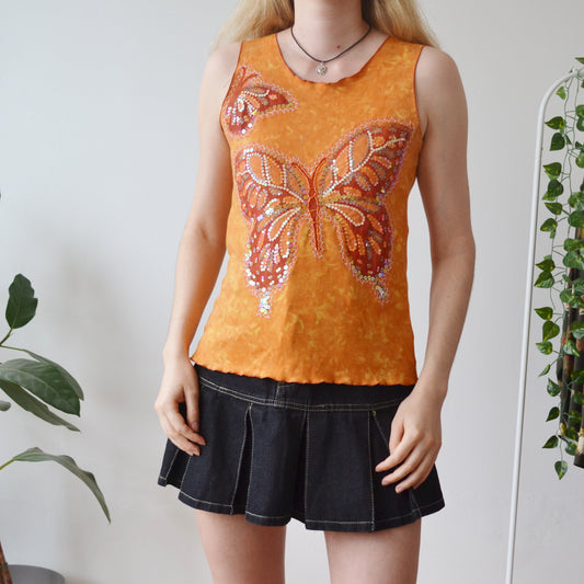 Vintage Y2k Butterfly Vest L