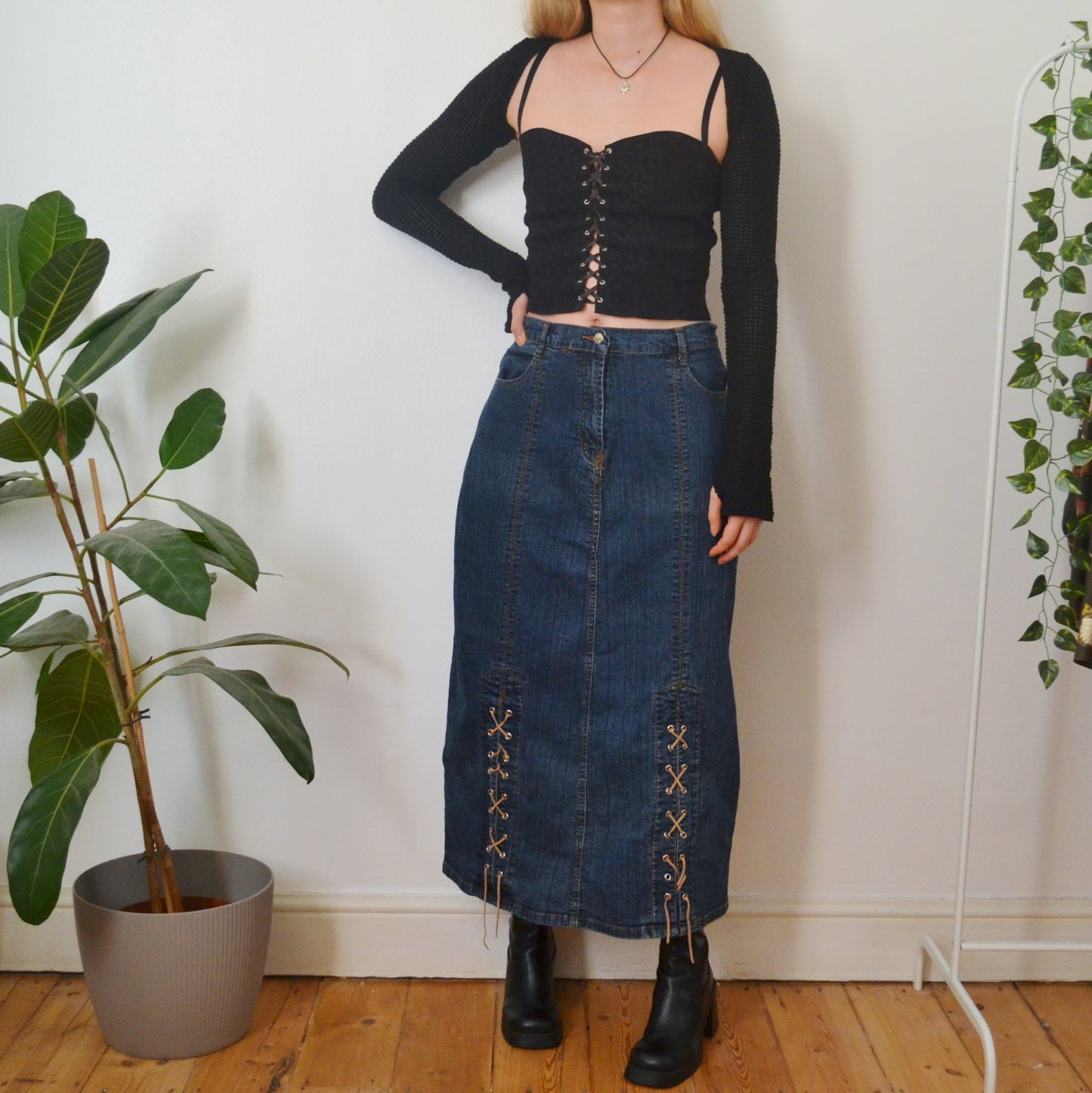 Denim maxi skirt L