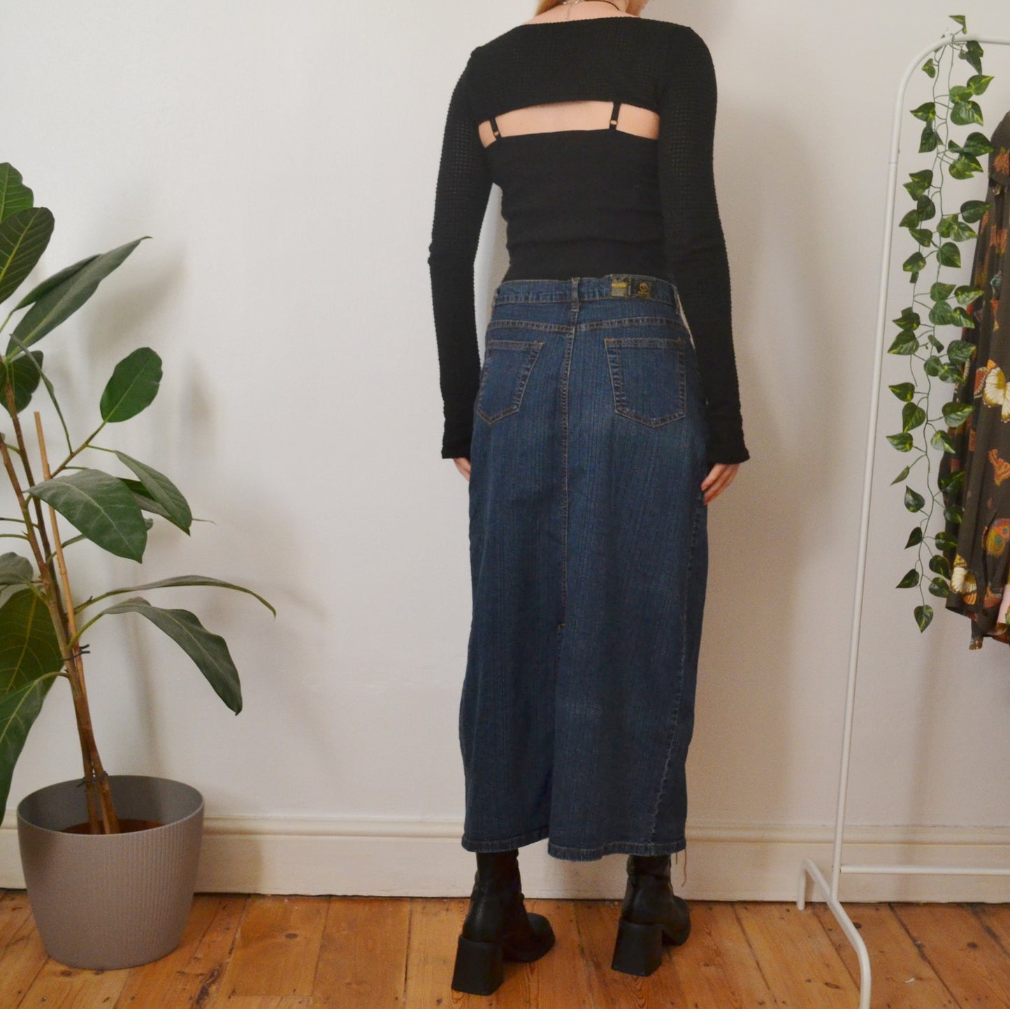 Denim maxi skirt L