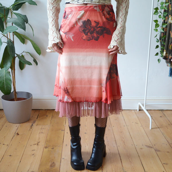 Vintage Red Midi Skirt M