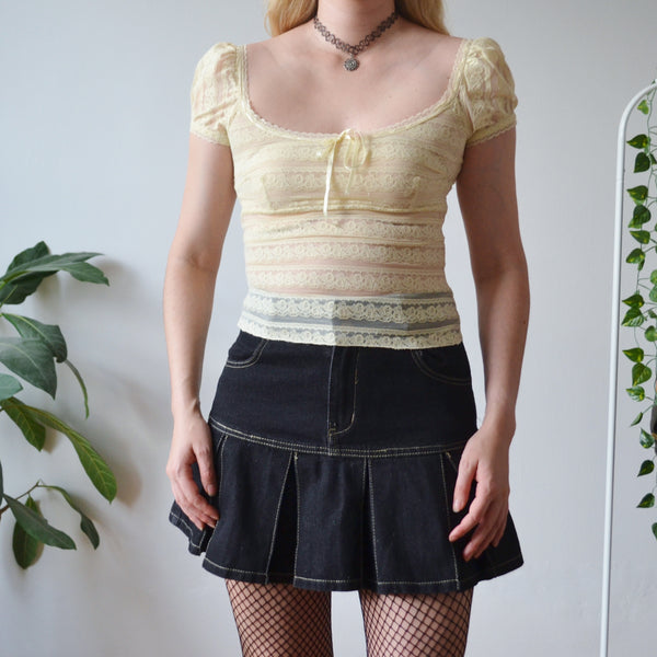 Vintage Cream Lace Top S