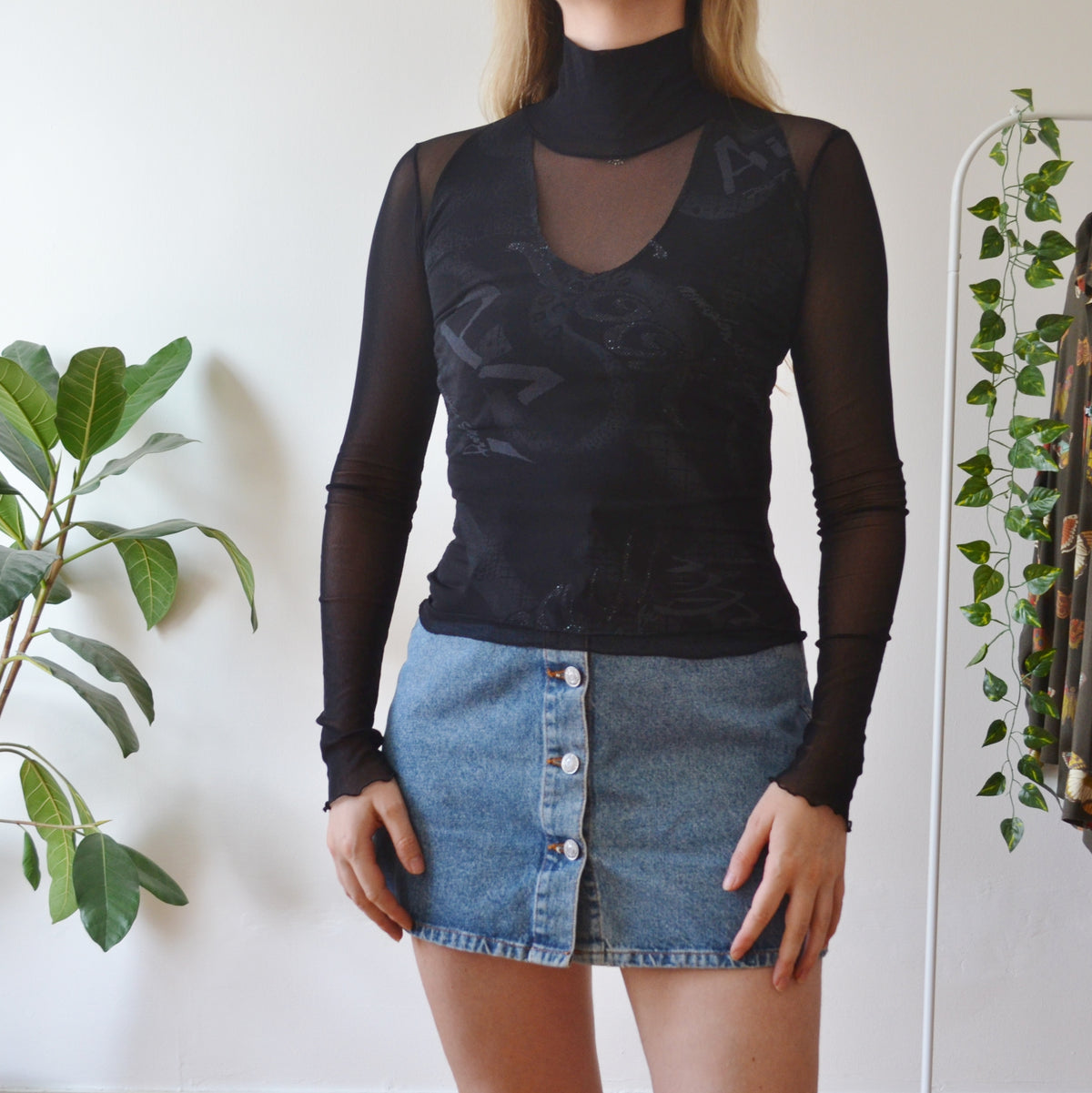 Vintage Black Mesh Top