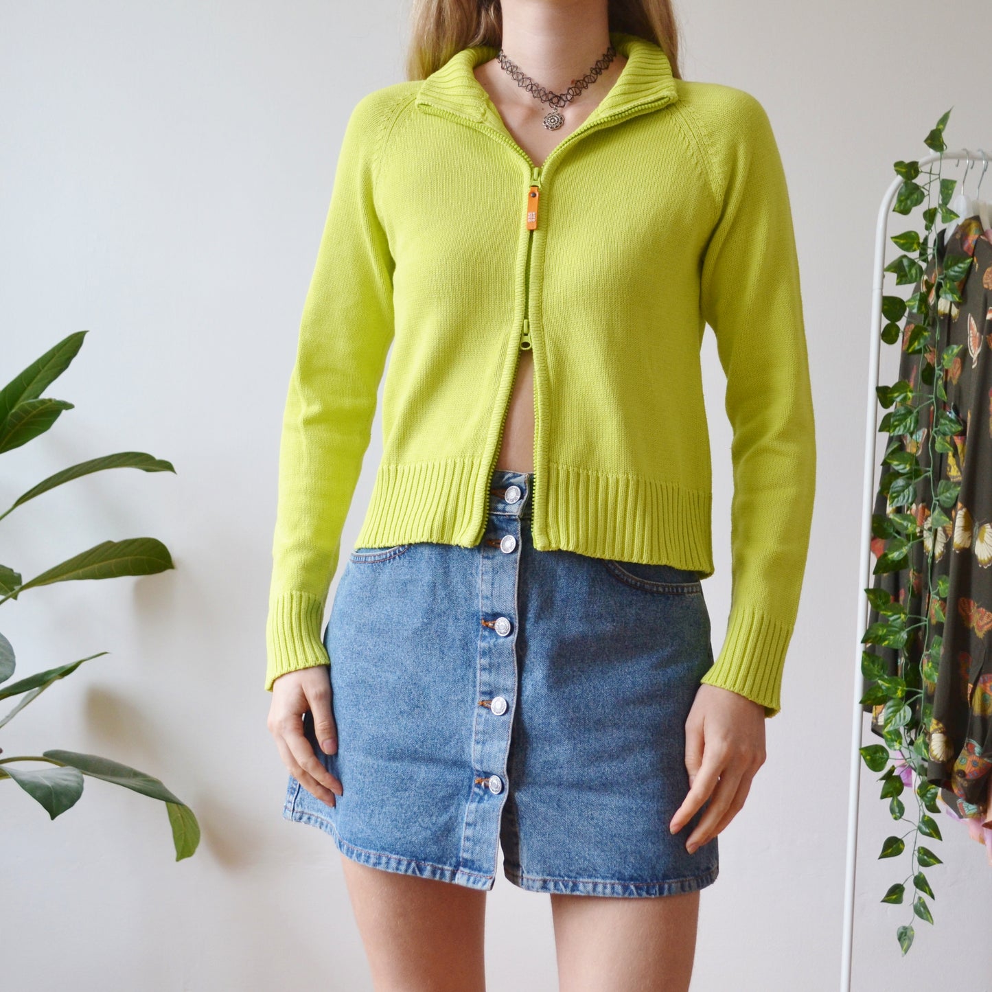 Lime green cardi M