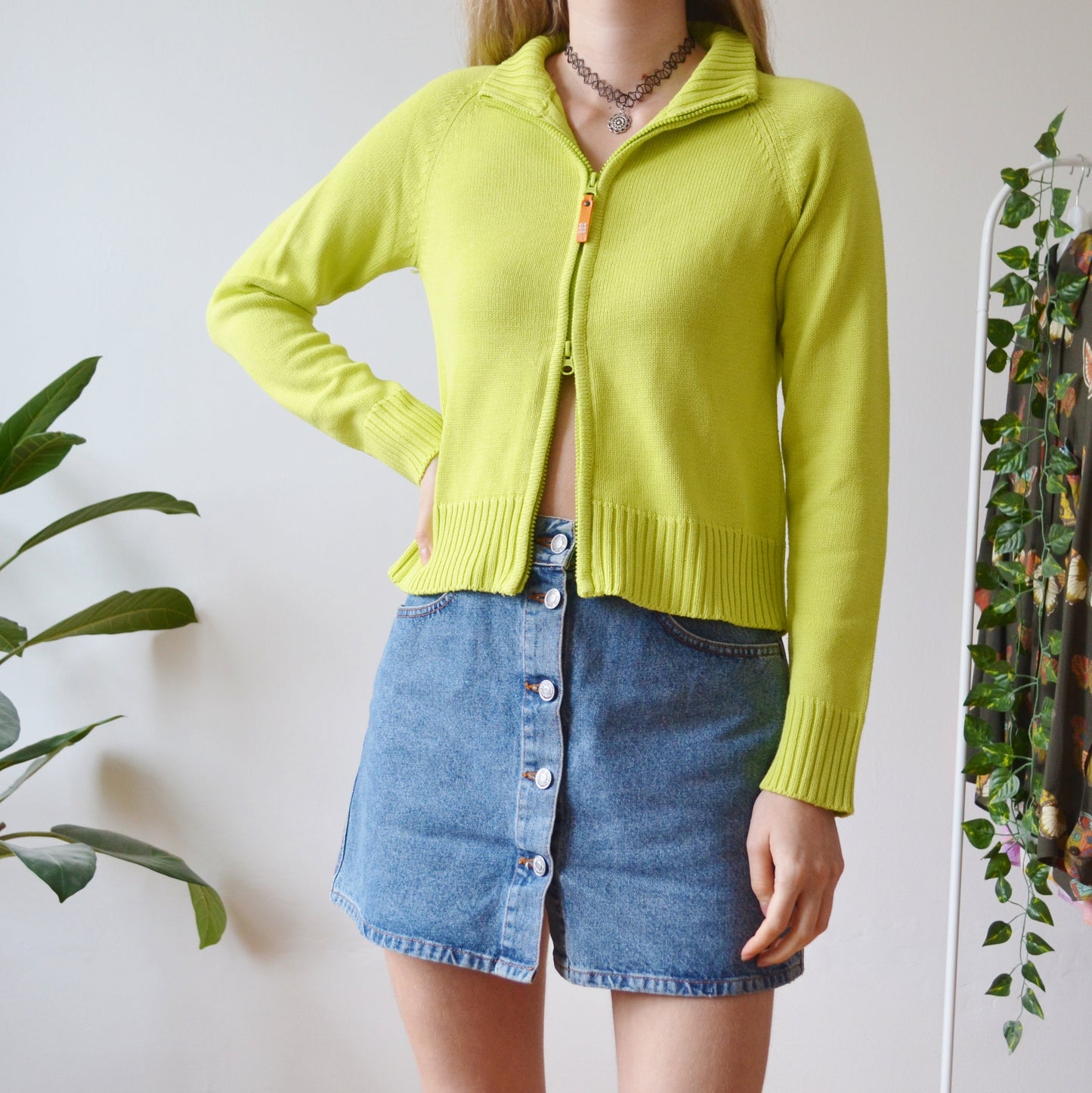 Lime green cardi M