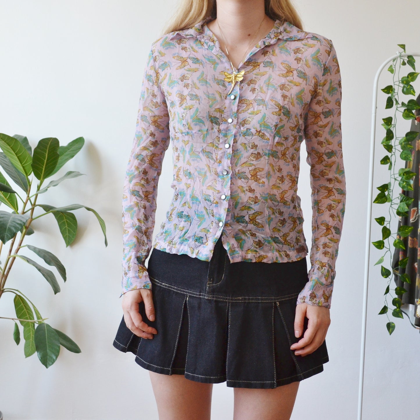 Vintage Y2K Butterfly Blouse S