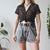 Vintage Floral Mesh Blouse M