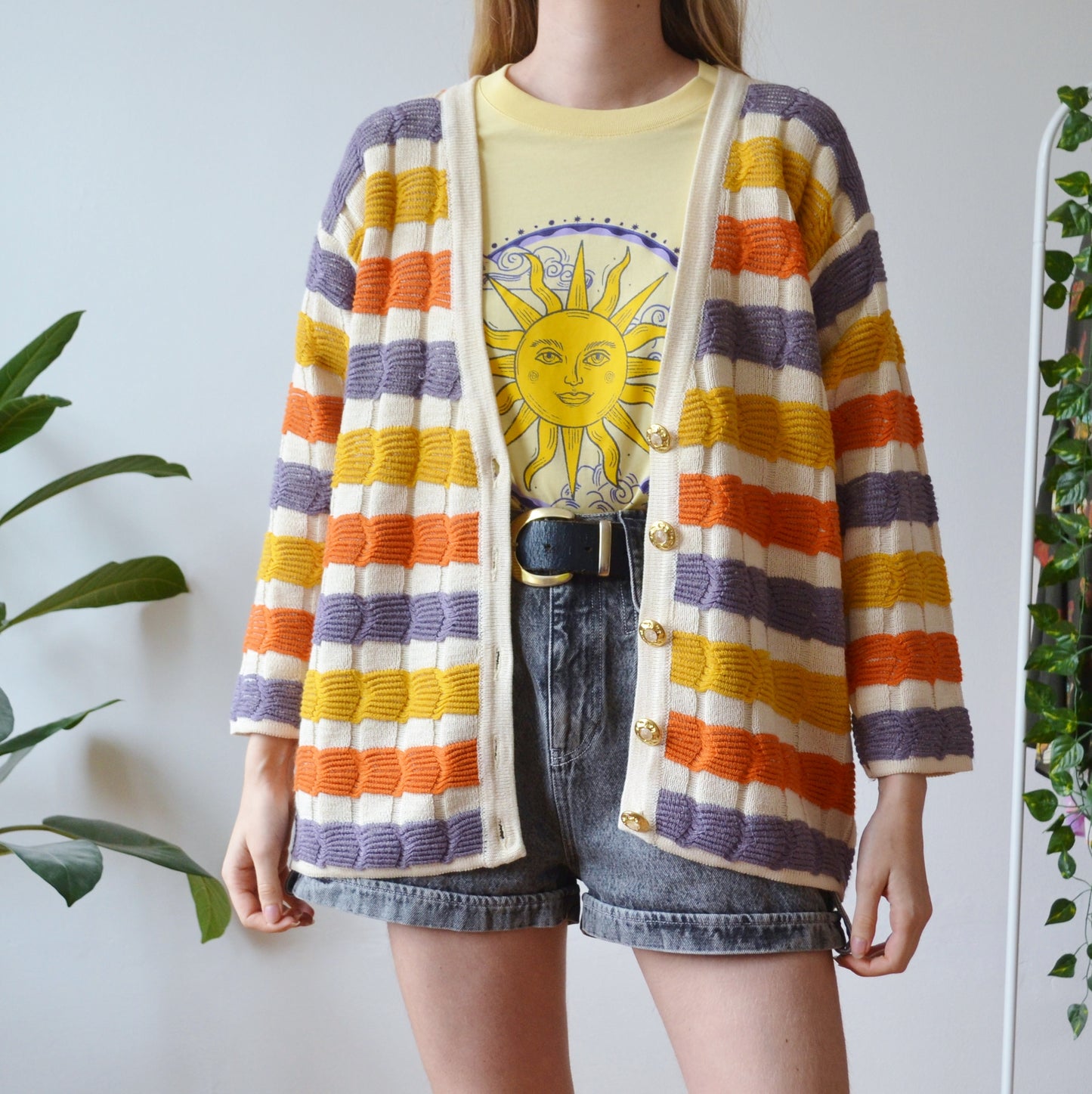 Stripe cardigan L