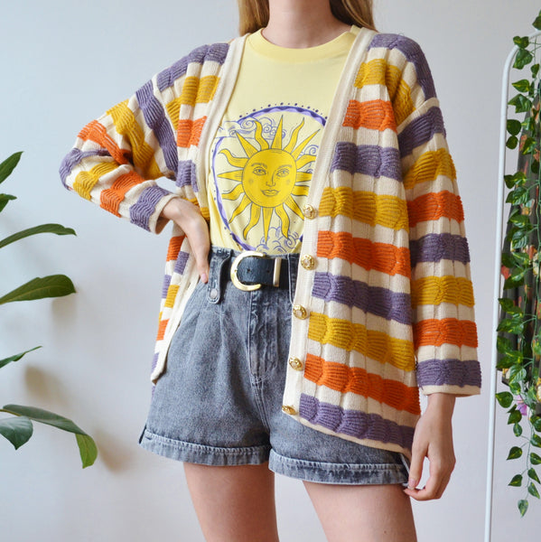 Stripe cardigan L