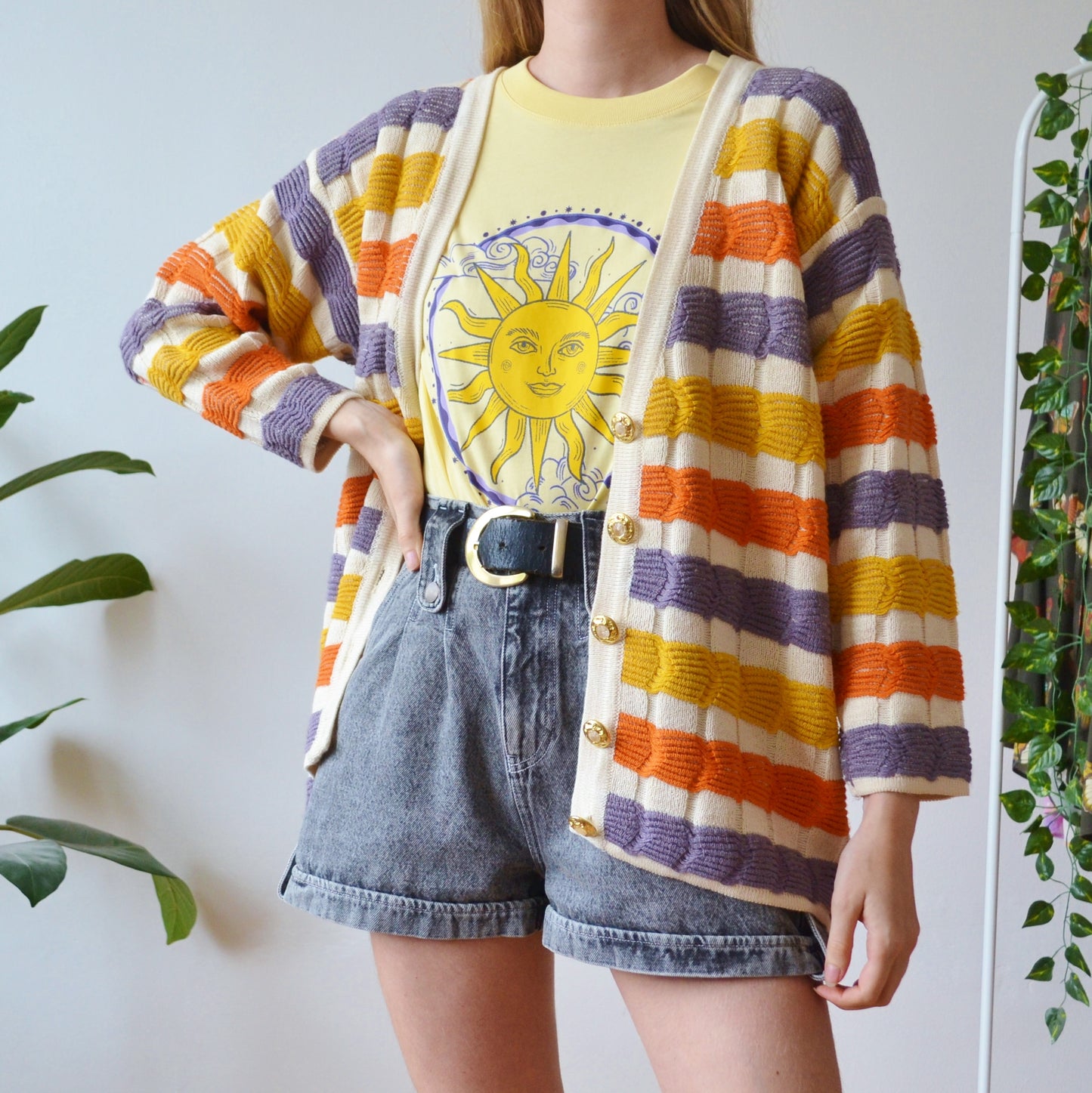 Stripe cardigan L