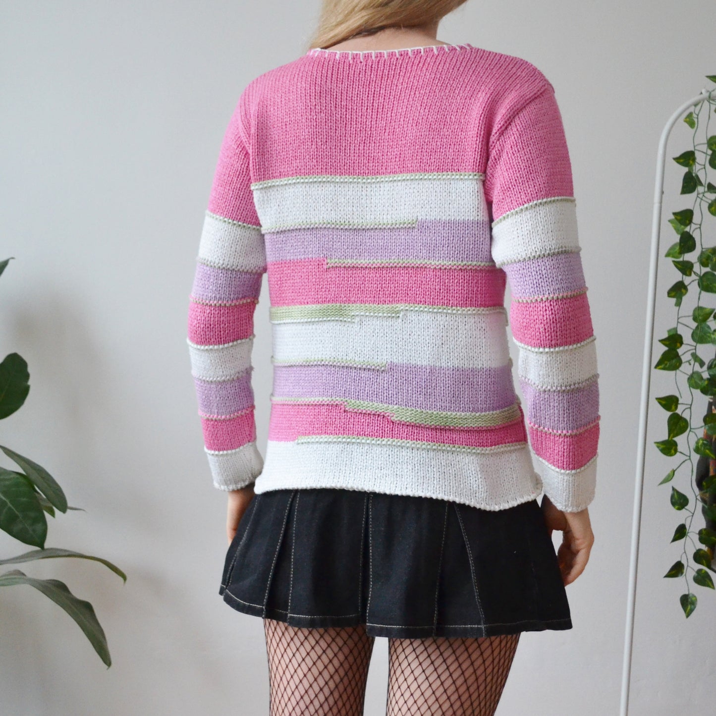 Vintage Pink Stripe Jumper M