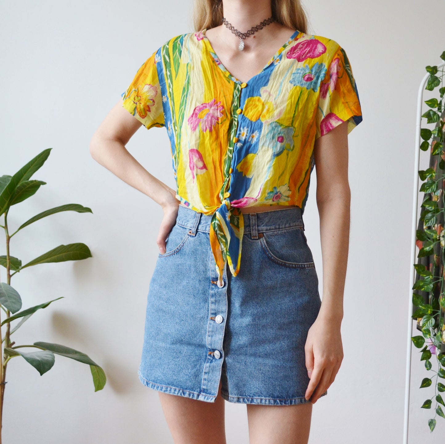 Floral tie up top M