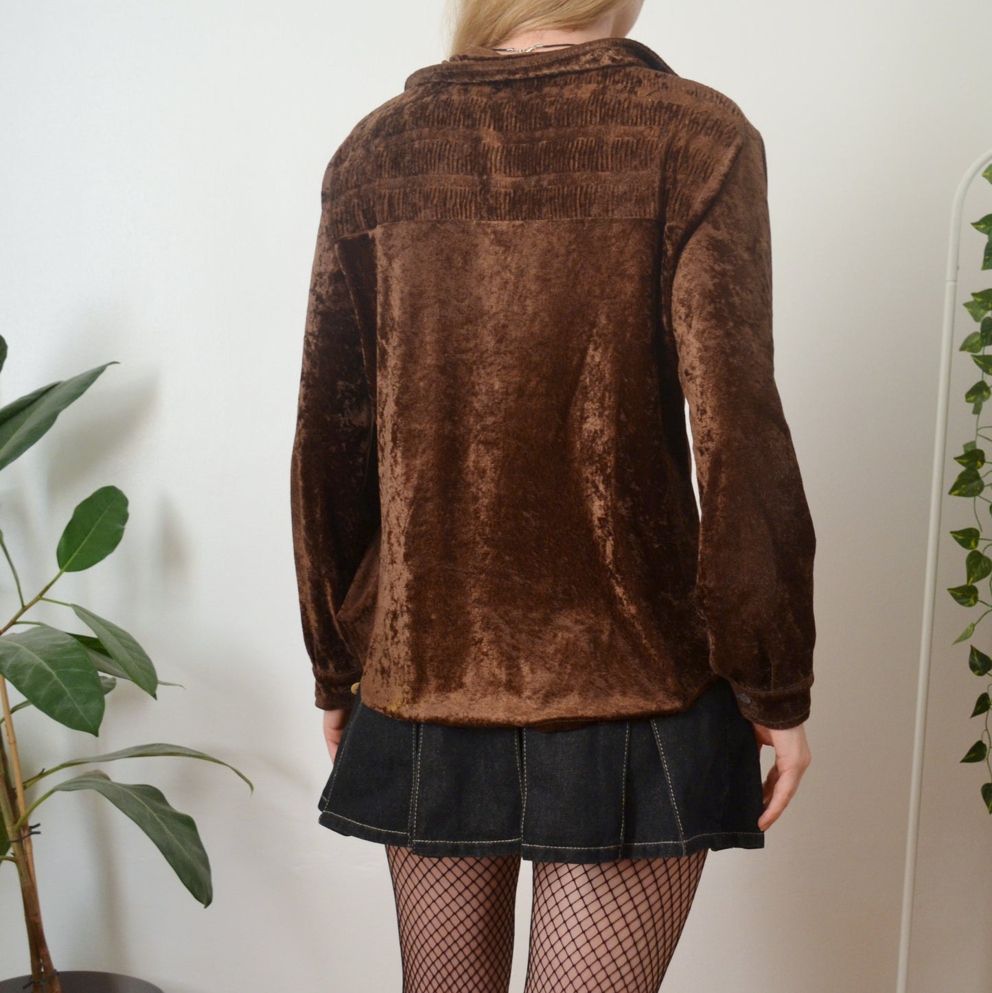 Brown velvet blouse