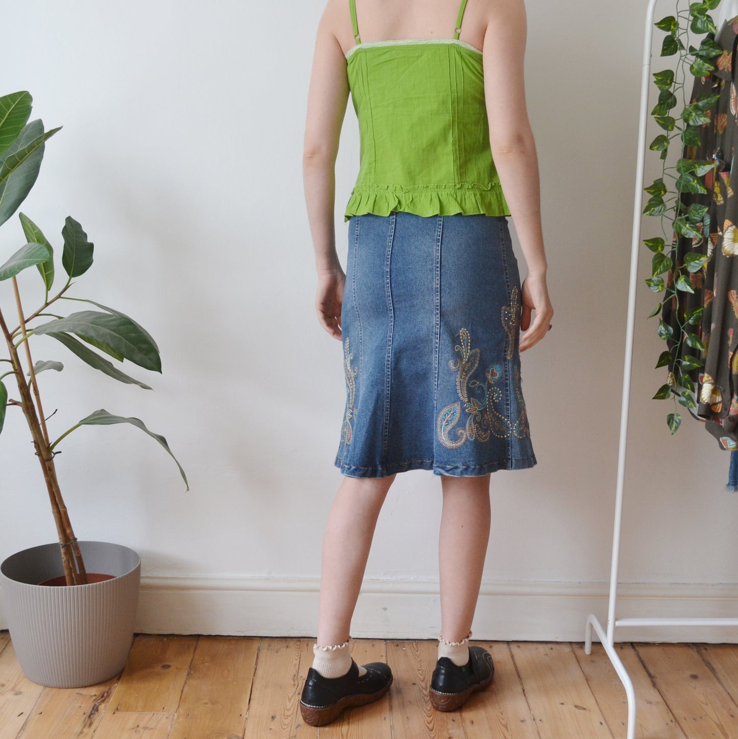 Vintage Denim Midi Skirt S