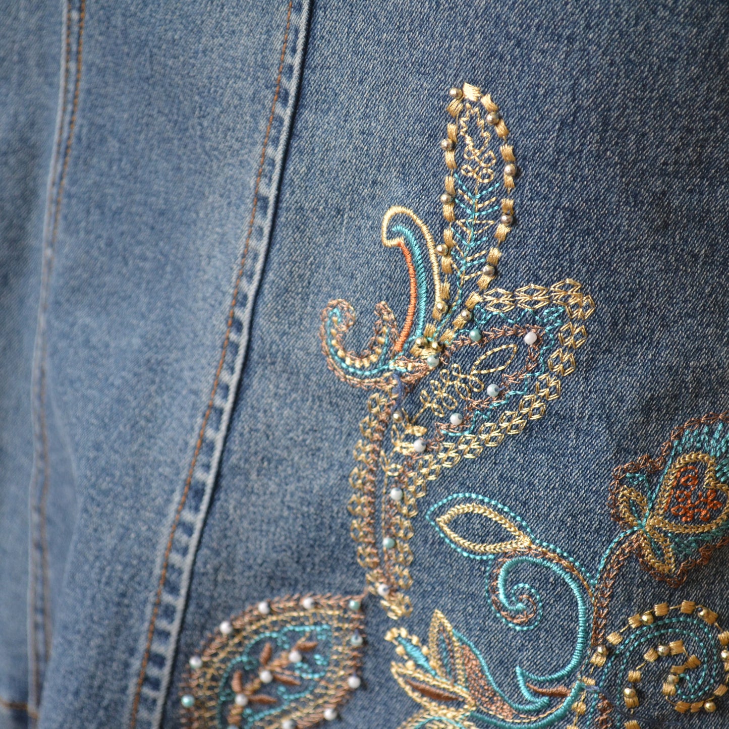 Vintage Denim Midi Skirt S