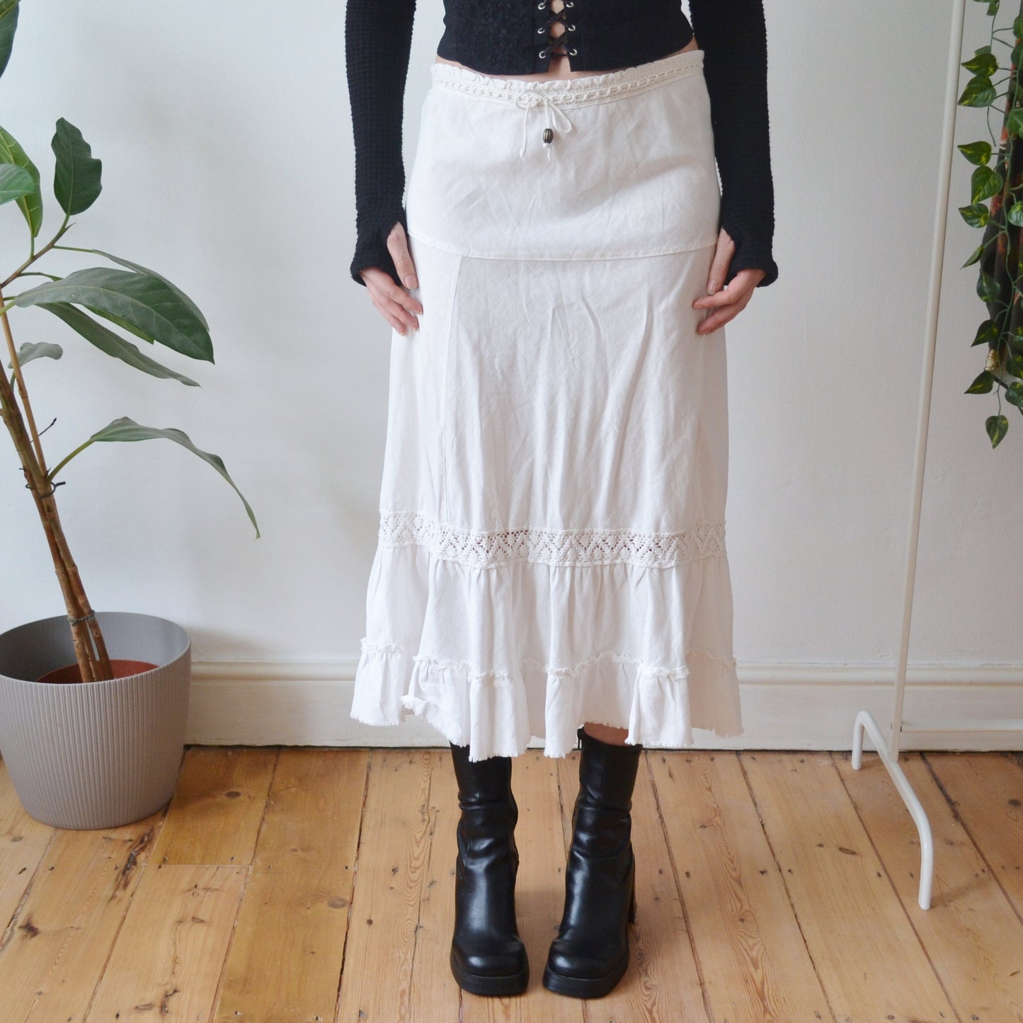 Vintage White Maxi Skirt L