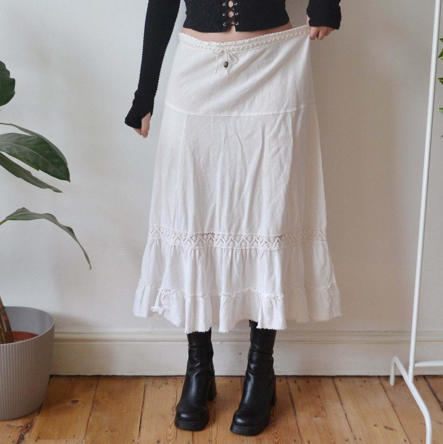 Vintage White Maxi Skirt L