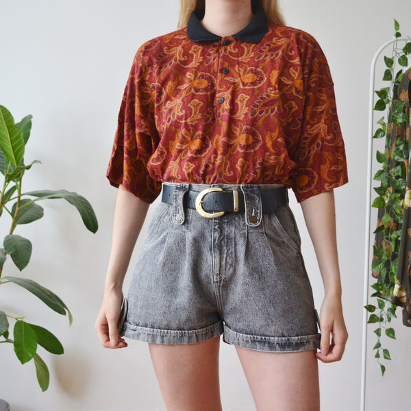 Paisley polo top XL