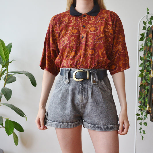 Paisley polo top XL