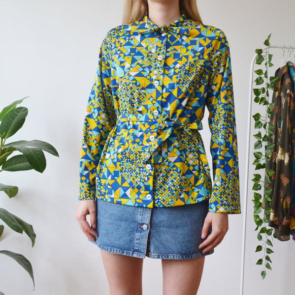 Geometric 70s blouse M