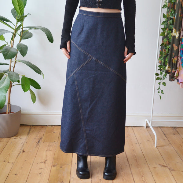 Denim maxi skirt