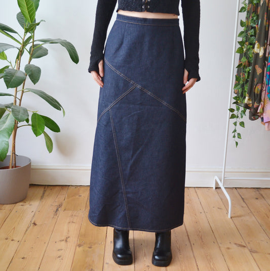 Denim maxi skirt