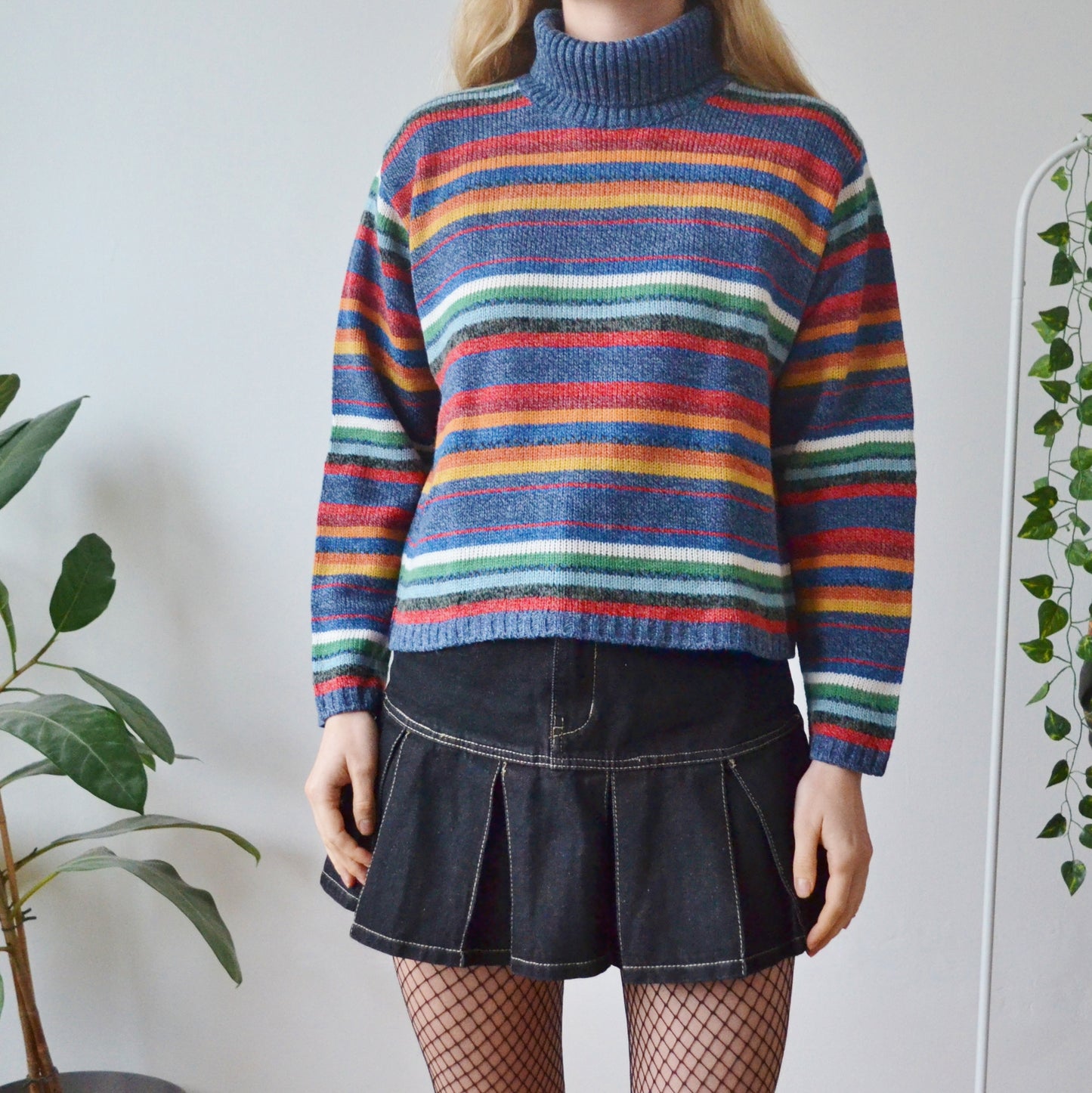 Vintage Stripe Roll Neck Jumper M