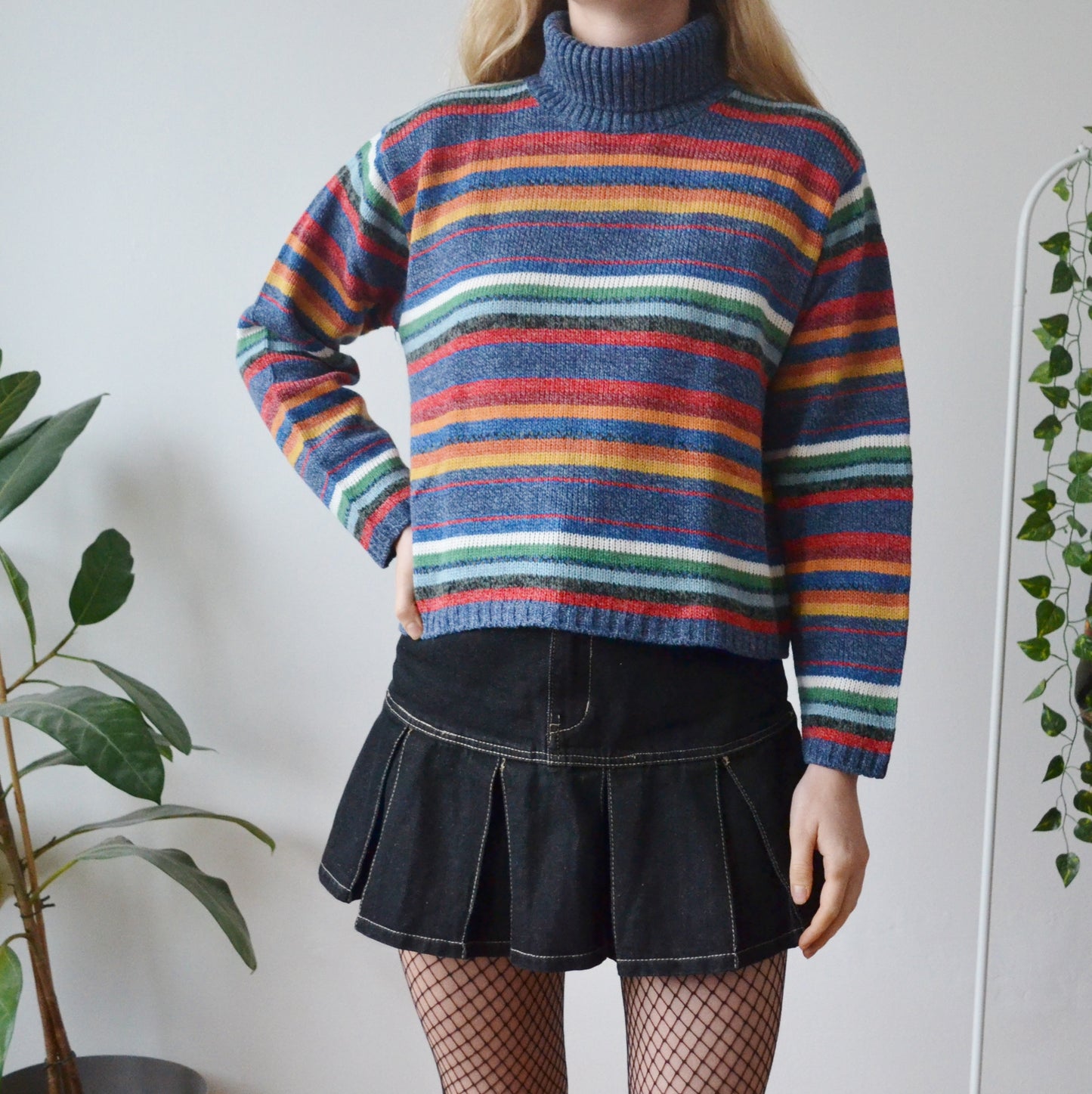 Vintage Stripe Roll Neck Jumper M