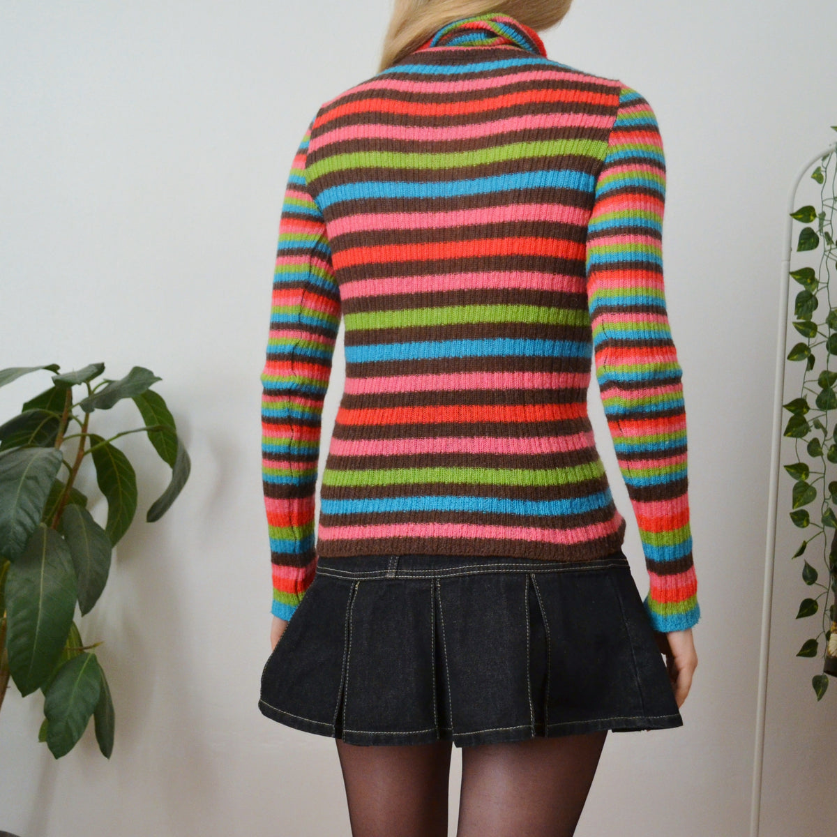Vintage Stripe Roll Neck Jumper S