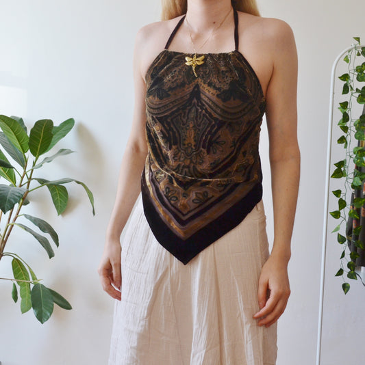 Vintage Velvet Halter-neck Top M