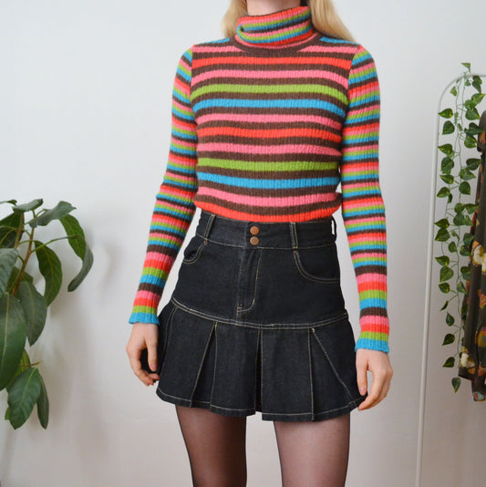 Vintage Stripe Roll Neck Jumper S