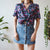80s floral blouse L