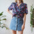 80s floral blouse L