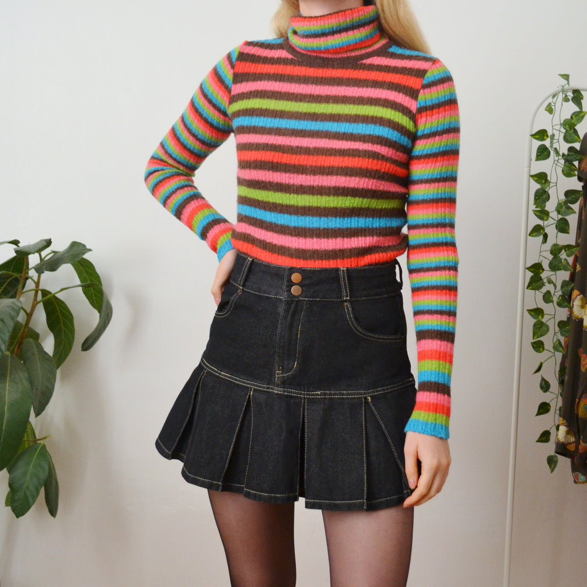 Vintage Stripe Roll Neck Jumper S