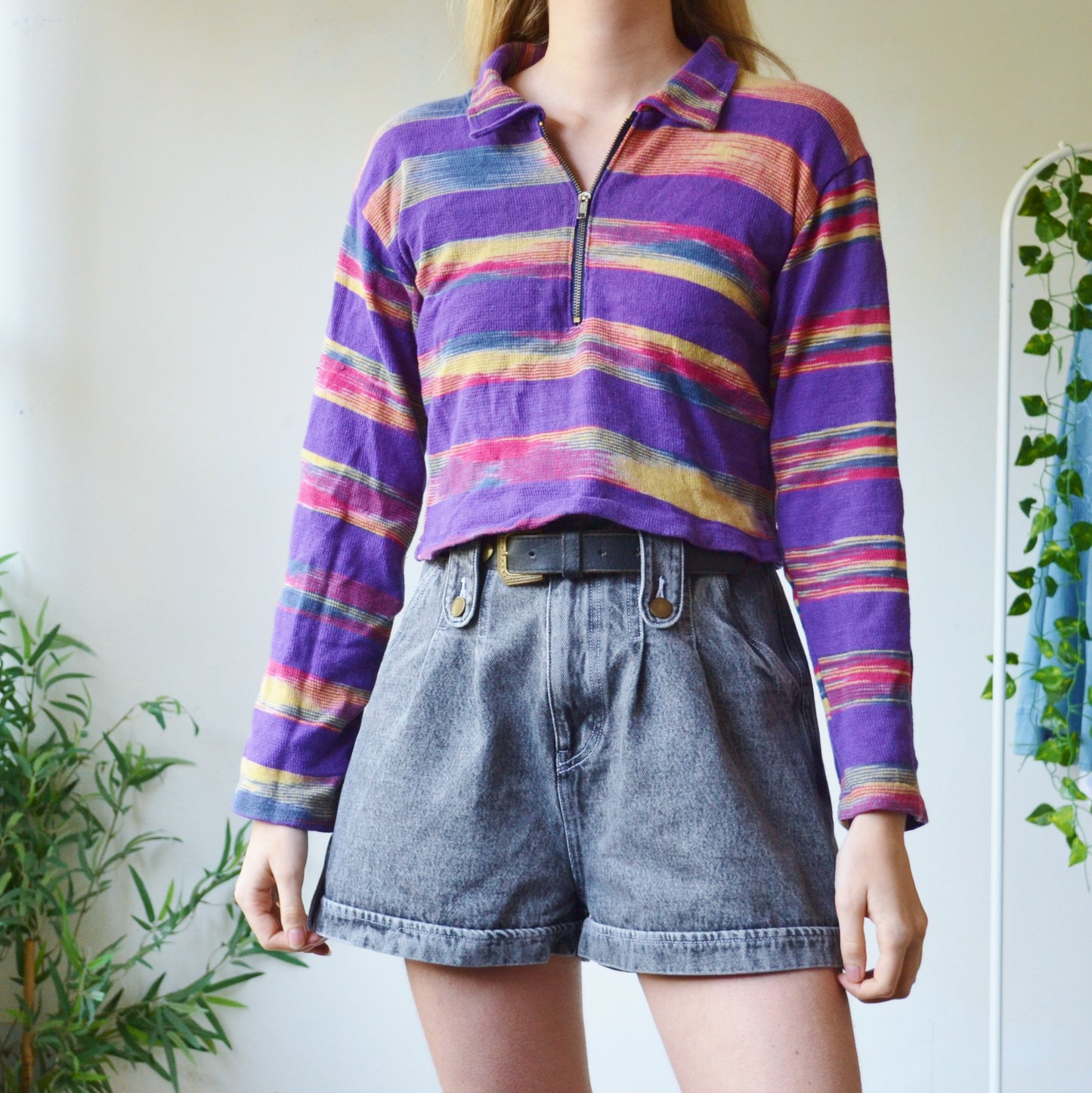 Stripe zip up top S