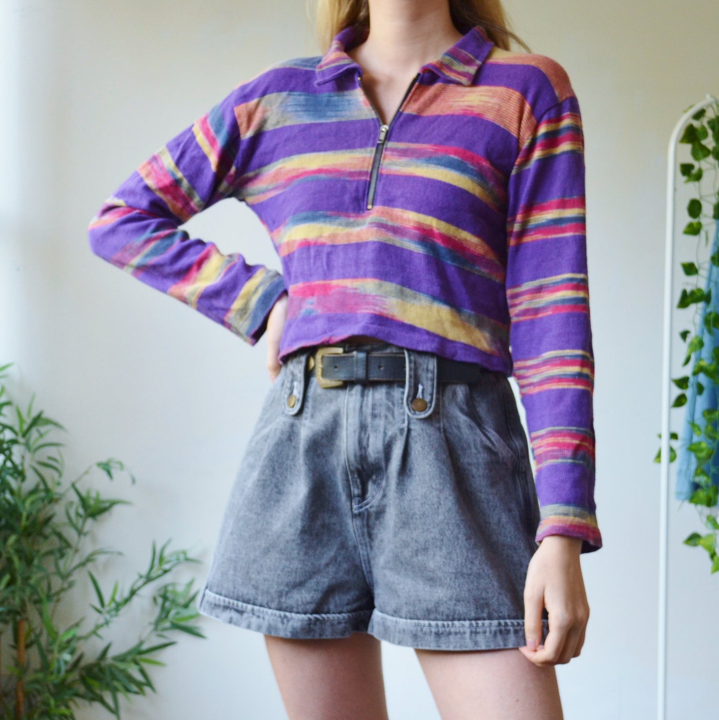 Stripe zip up top S
